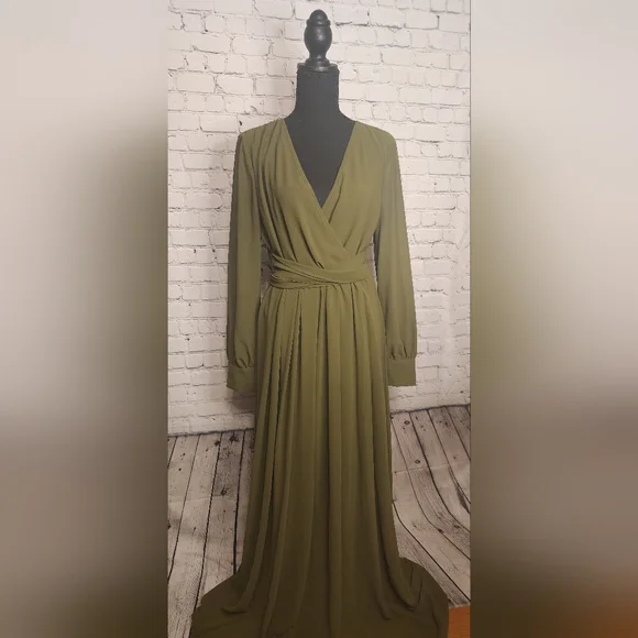 Baltic Born Lydia- Long Sleeve Maxi Dress Olive green - Picture 5 of 11